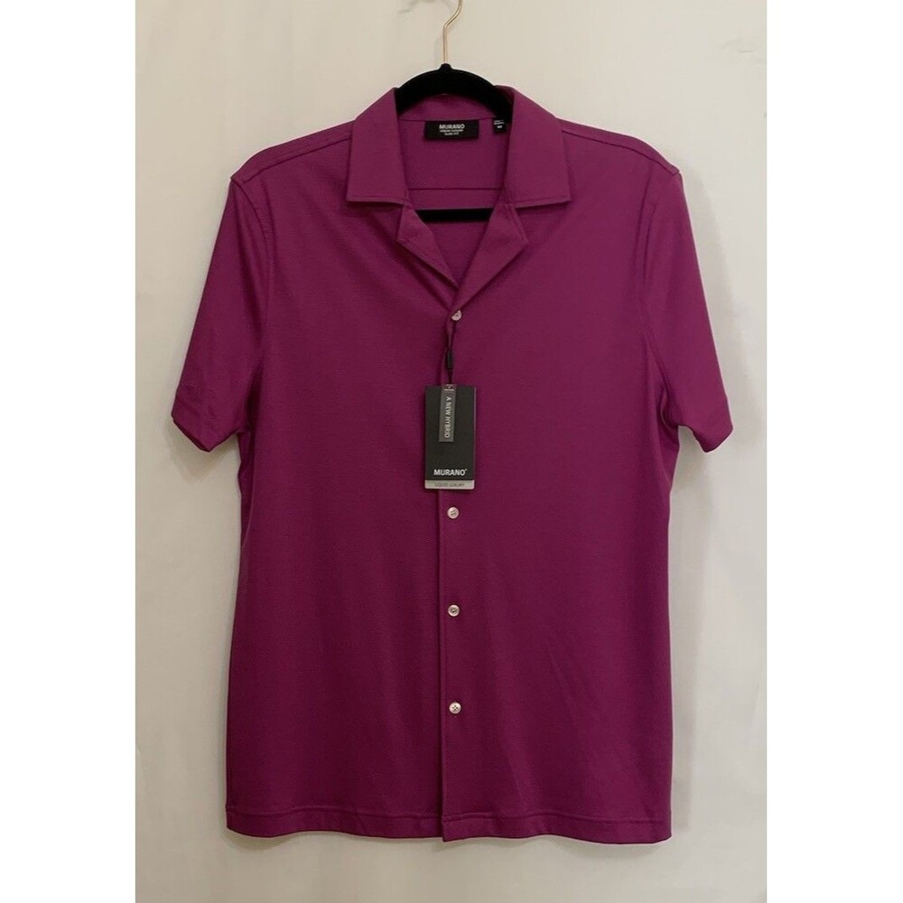 Murano Mens Size Medium Shirt Liquid Luxury Slim Fit Button Front NWT New